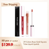 29 Colors Rose Gold Square Tube Lipstick（50pcs free shipping）