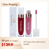 39 Colors Non-stick Liquid Lipstick（50pcs free shipping）
