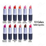 12 Colors Bullet Lipsticks - MSmakeupoem.com