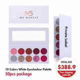 10 Colors White Eyeshadow Palette（50pcs package）