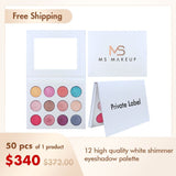 12 High Quality White Shimmer Eyeshadow Palette（50pcs free shipping）