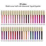 39 colors No-stick matte Gold cover half with diamond liquid lipstick(#01-#30)