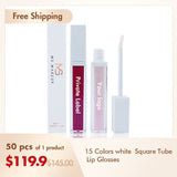 15 Colors white  Square Tube   Lip Glosses（50pcs free shipping）