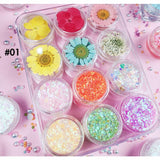 5 Kinds of 12pcs Dried Flower Glitter Gel Cream Set