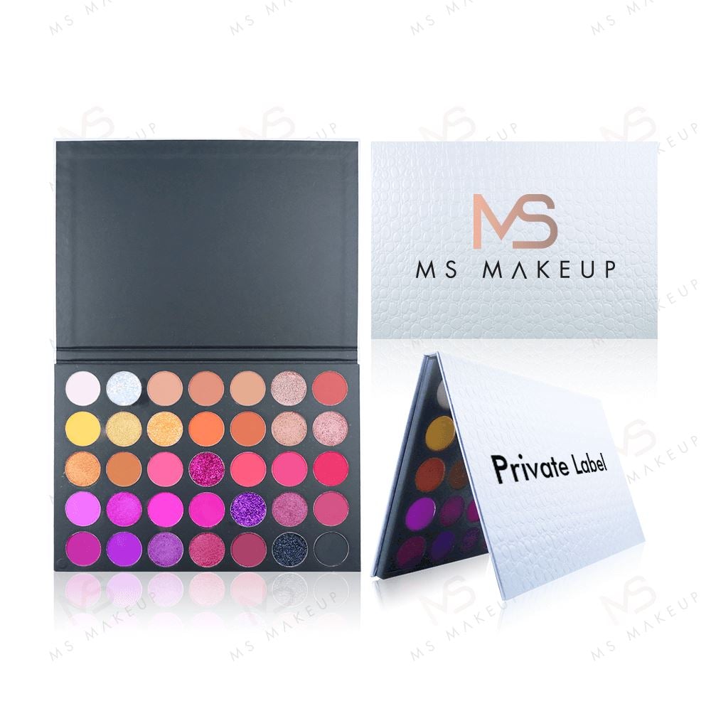 35 Colors Faux Leather White Eyeshadow Palette - MSmakeupoem.com