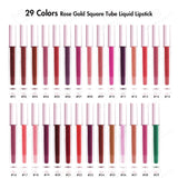29 Colors Rose Gold Square Tube Liquid Lipstick - MSmakeupoem.com