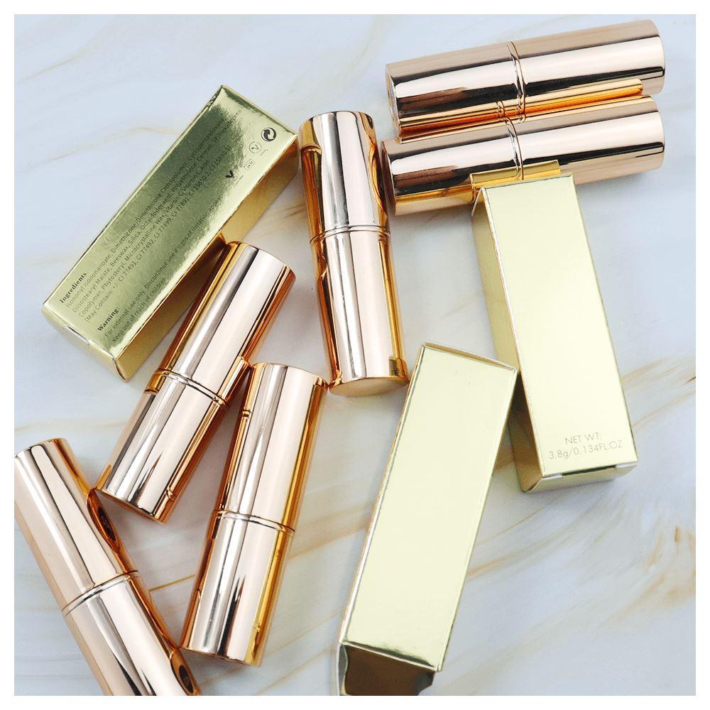 8 color matte golden round tube lipstick（50pcs free shipping）