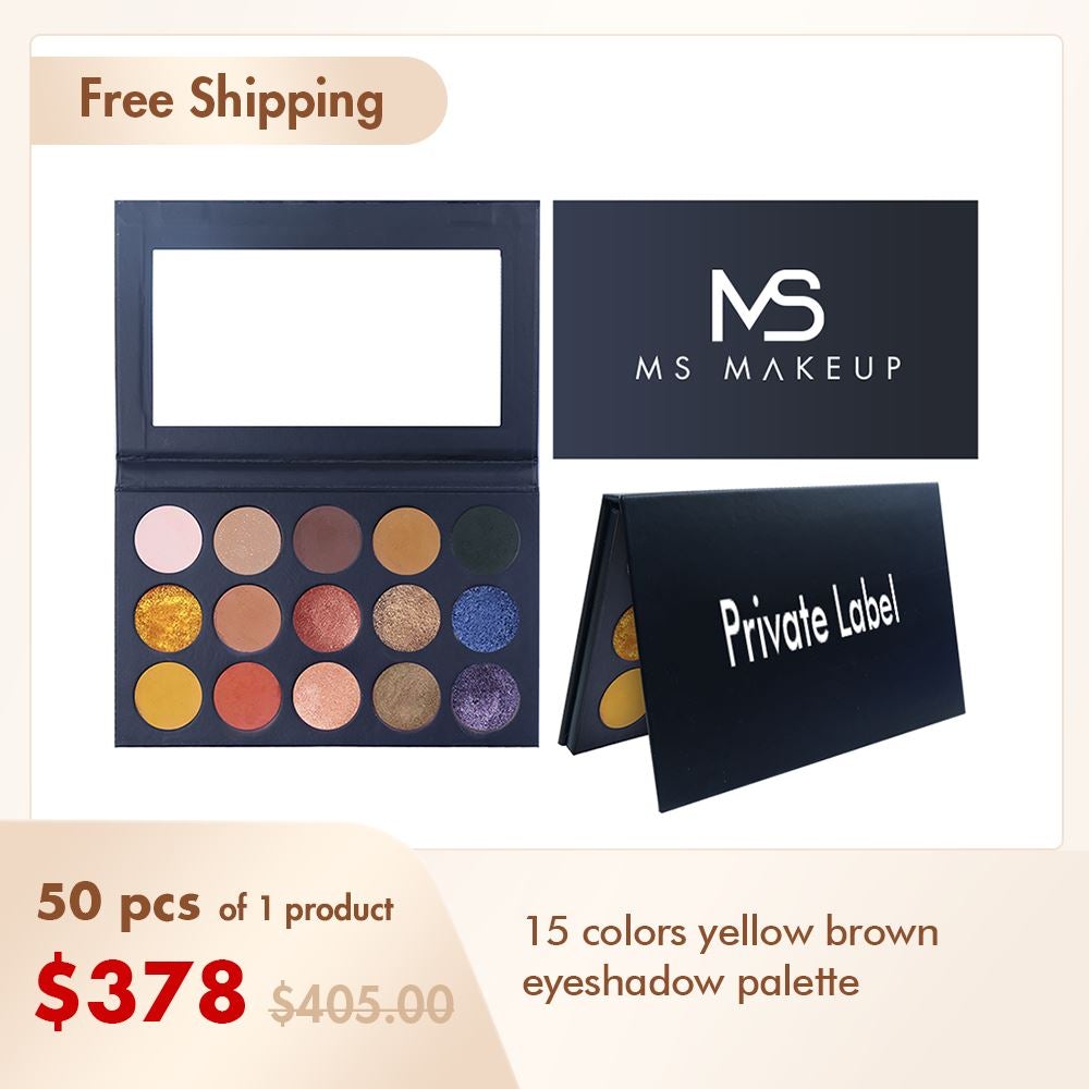 15 Colors Yellow Brown Eyeshadow Palette（50pcs free shipping）