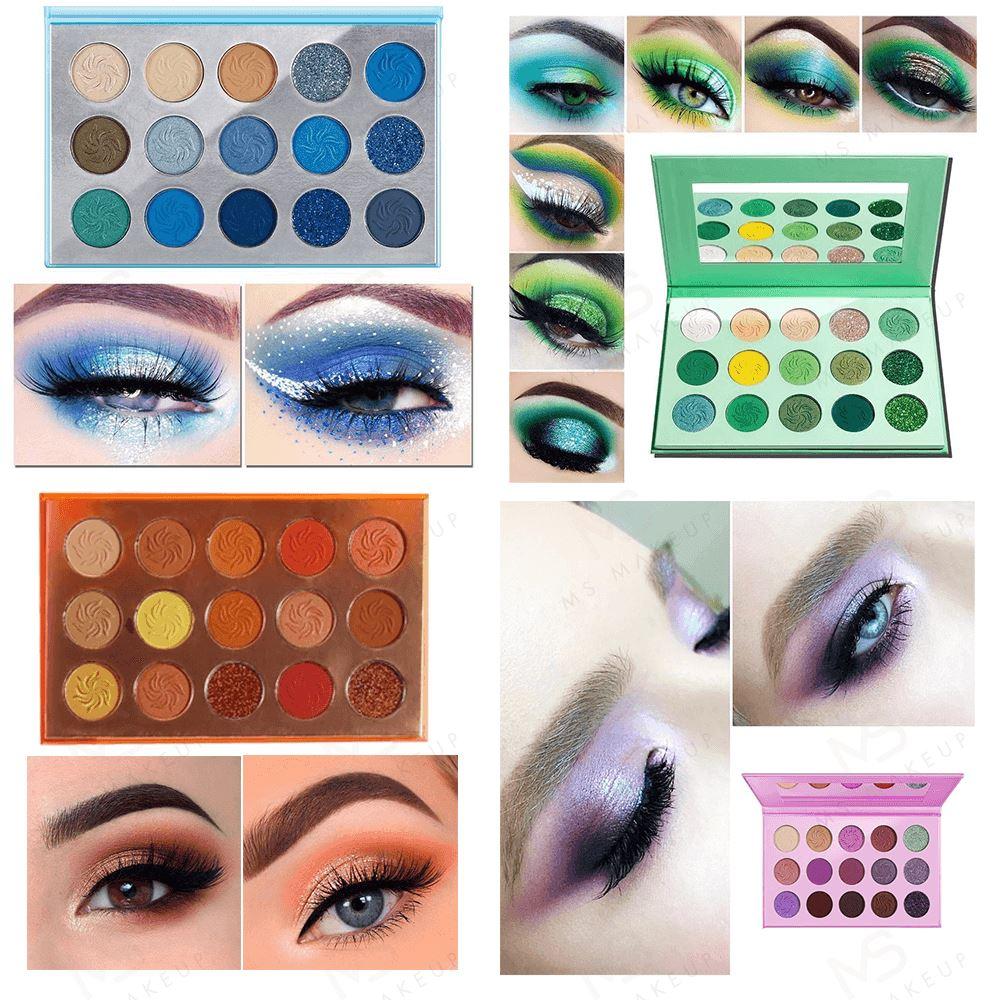 4 Colors Palettes for 15 Colors  Eyeshadow （50pcs package）