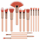 15pcs Khaki Pink Makeup Brushes without Bag / High Quality Professional Makeup Brush - MSmakeupoem.com