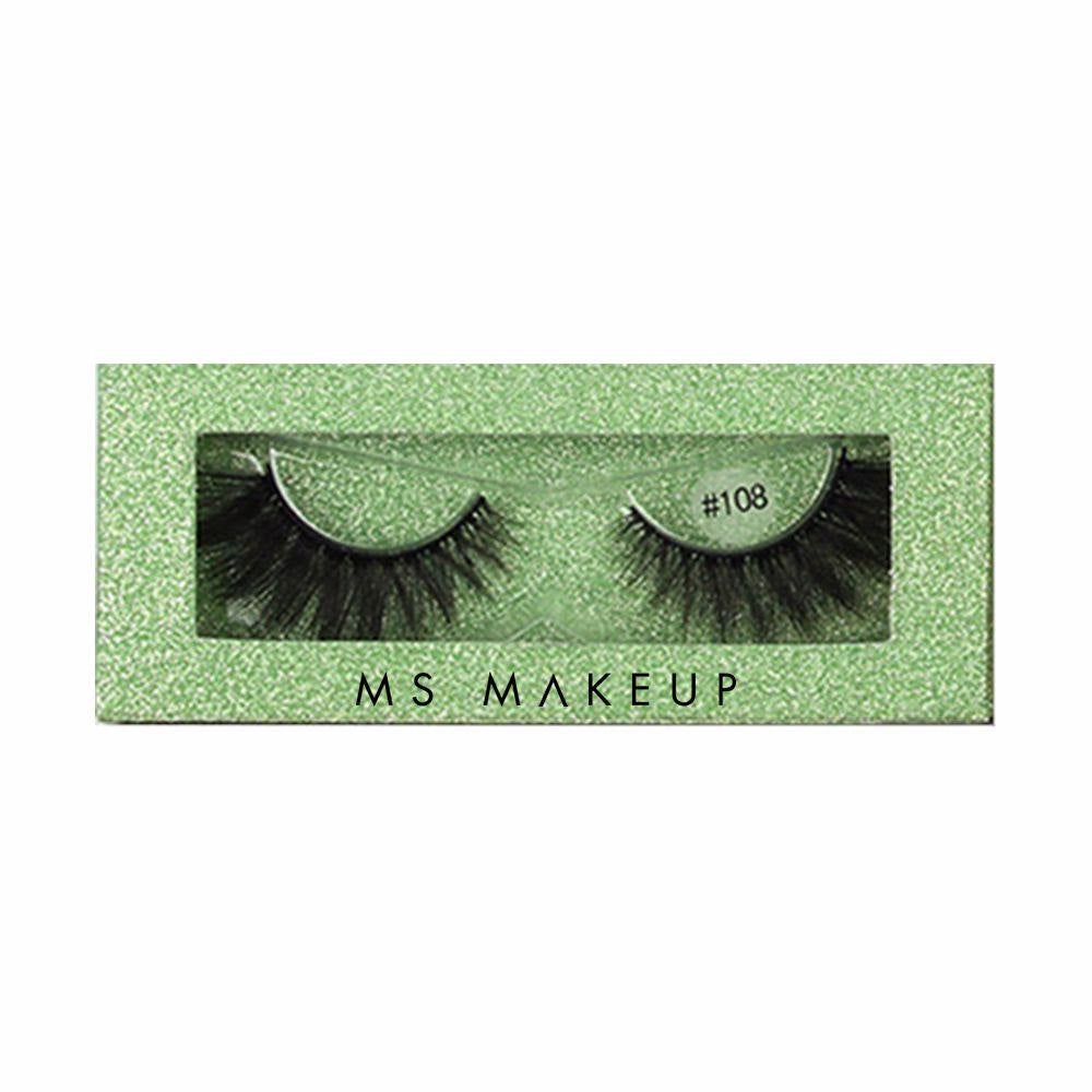 1 Pair 3d Imitation Mink Hair False Eyelashes with Square Green Box - MSmakeupoem.com