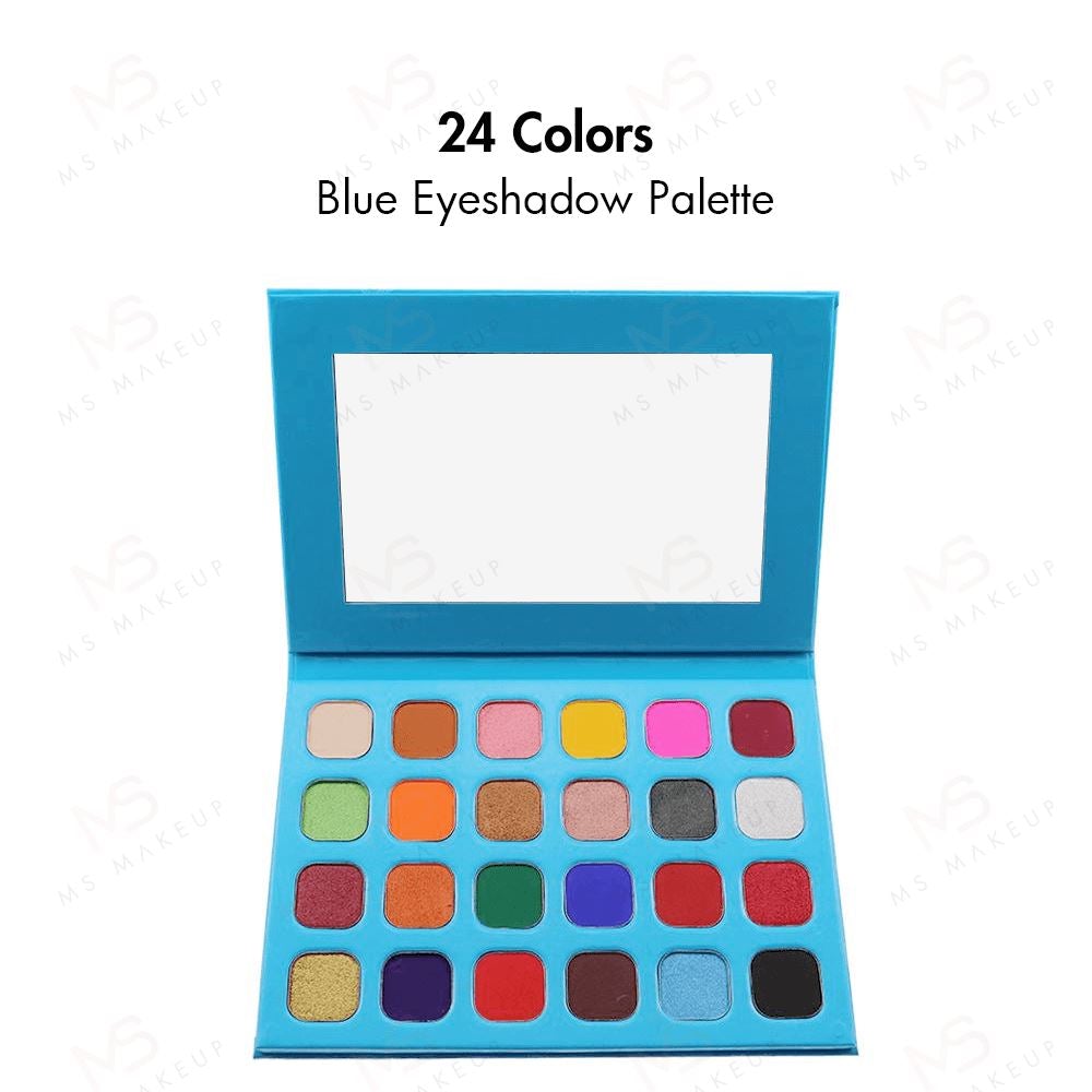 24 Colors Blue Eyeshadow Palette - MSmakeupoem.com