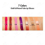 7 Colors Gold Lid Round Tube Lip Glosses