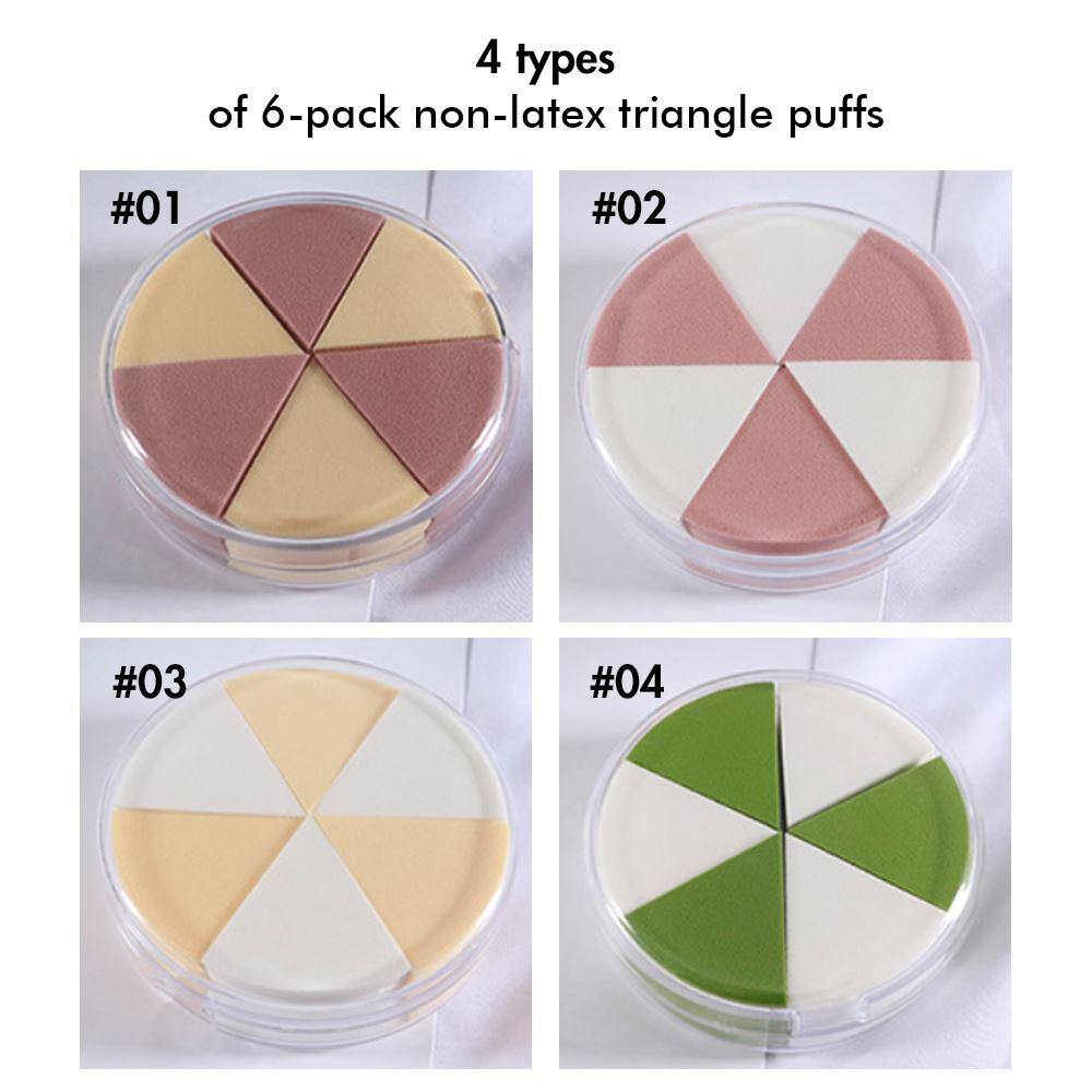 4 Types Of 6-pack Non-latex Triangle Puffs - MSmakeupoem.com