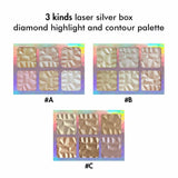 3 Kinds Laser Silver Box Diamond Highlight and Contour Palette - MSmakeupoem.com