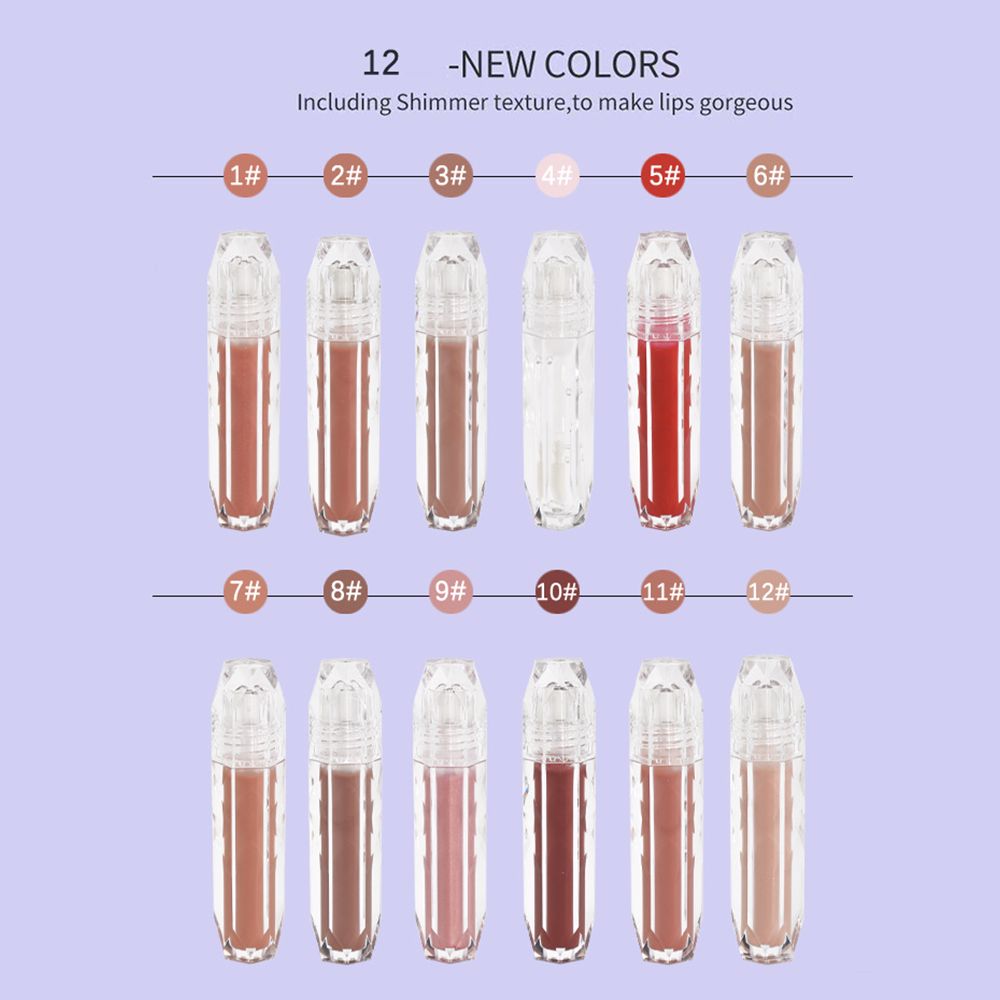 12 Colors Transparent Tube Lip Gloss /custom Logo Lip Glaze - MSmakeupoem.com