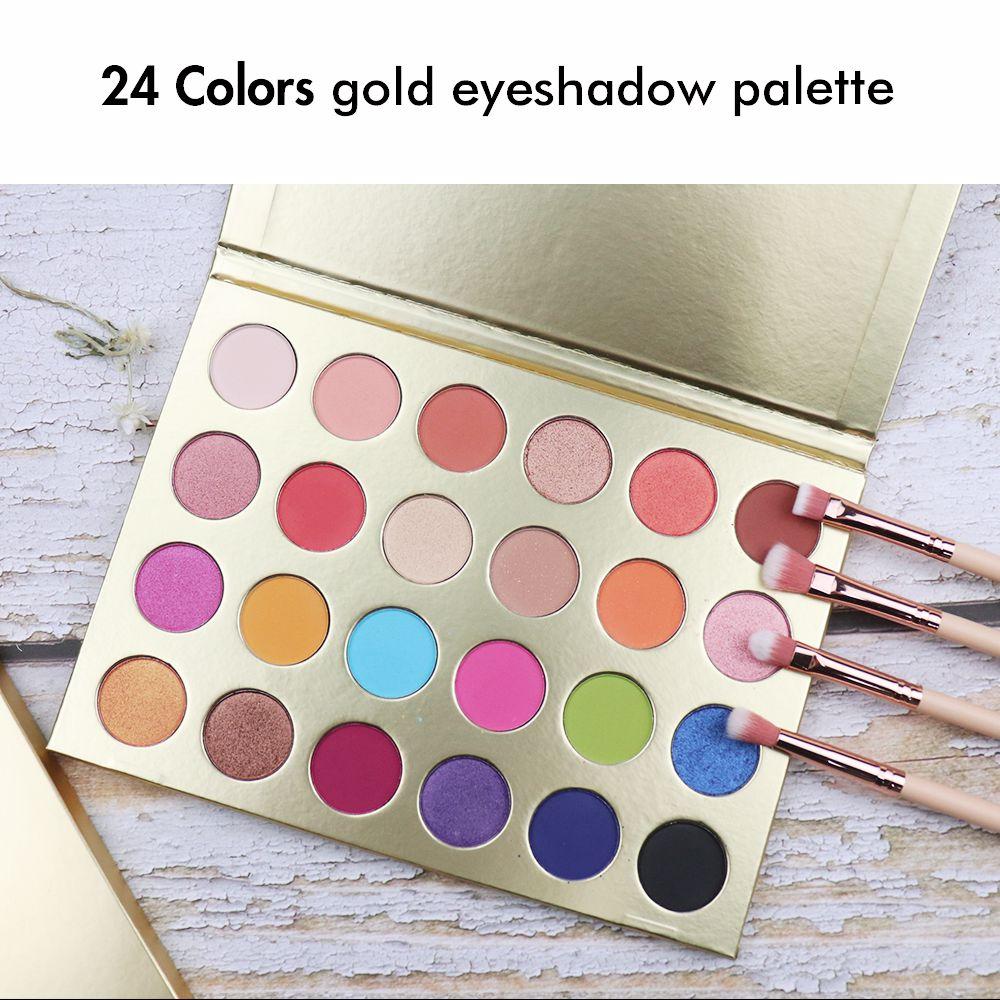 24 Colors Gold Eyeshadow Palette Custom Logo / High-pigment Eyeshadow Pan - MSmakeupoem.com
