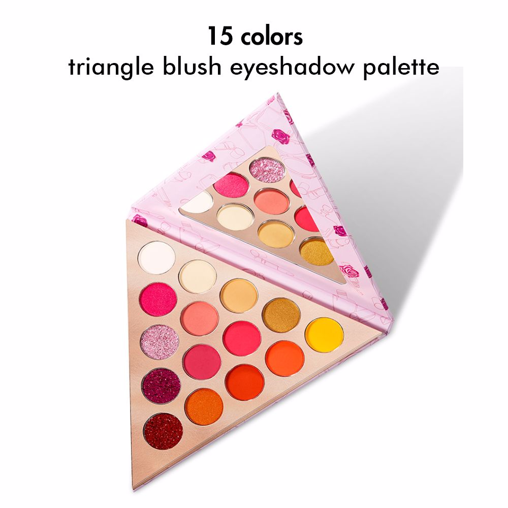 15 Colors Triangle Blush Eyeshadow Palette - MSmakeupoem.com