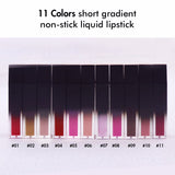 Factory Outlet 11 Colors Short Gradient Non-stick Liquid Lipstick Black Tube