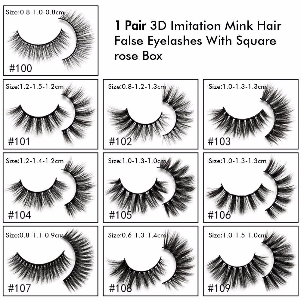 1 Pair 3d Imitation Mink Hair False Eyelashes with Square Rose Box - MSmakeupoem.com