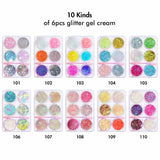 10 Kinds of 6pcs Glitter Gel Cream