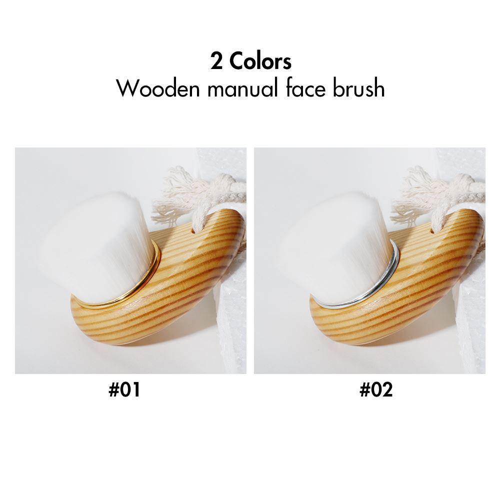 2 colors Wooden Manual Face Brush - MSmakeupoem.com