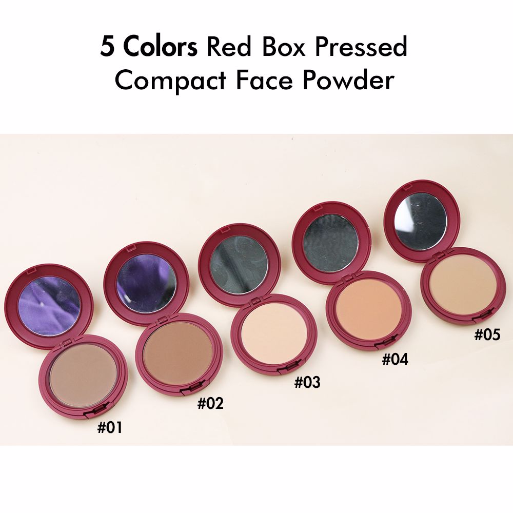 Low Moq Matte Pressed Compact Face Powder With Red Box Cosmetics Supplier（50pcs free shipping）