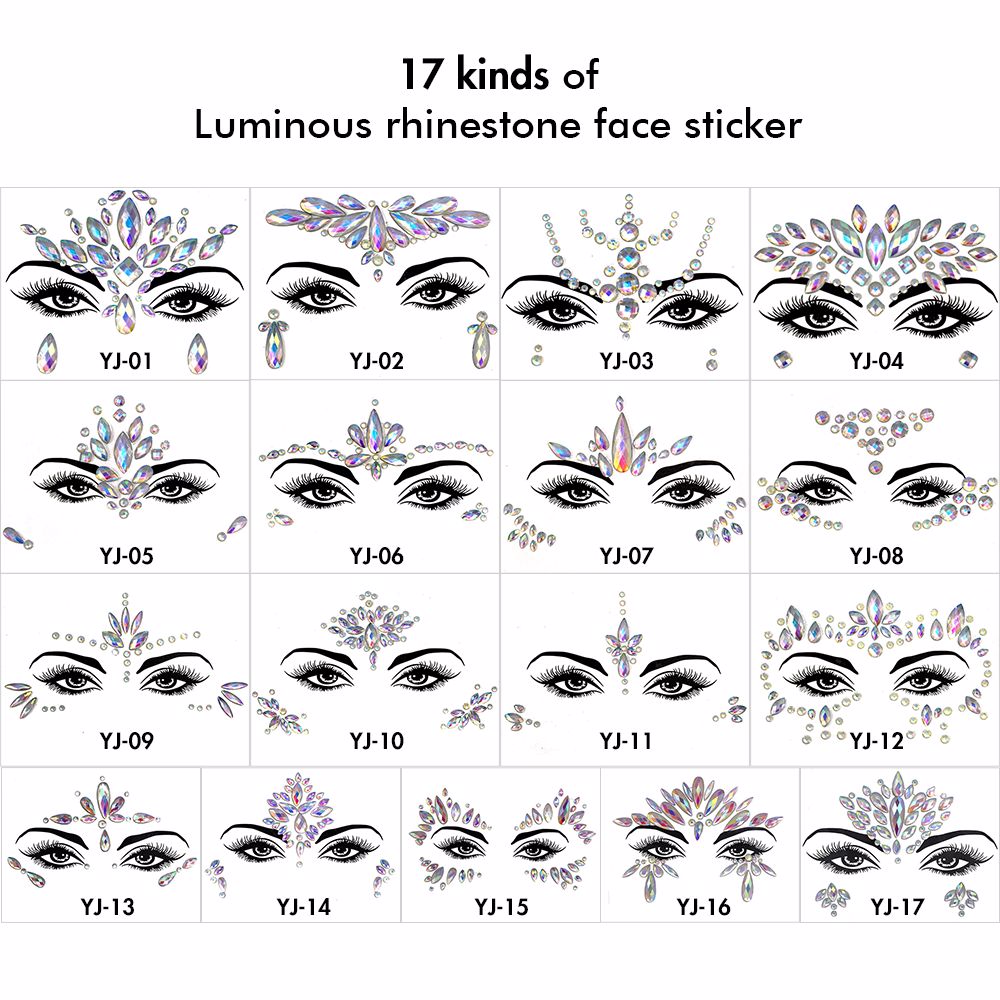17 Kinds of Luminous Rhinestone Face Sticker