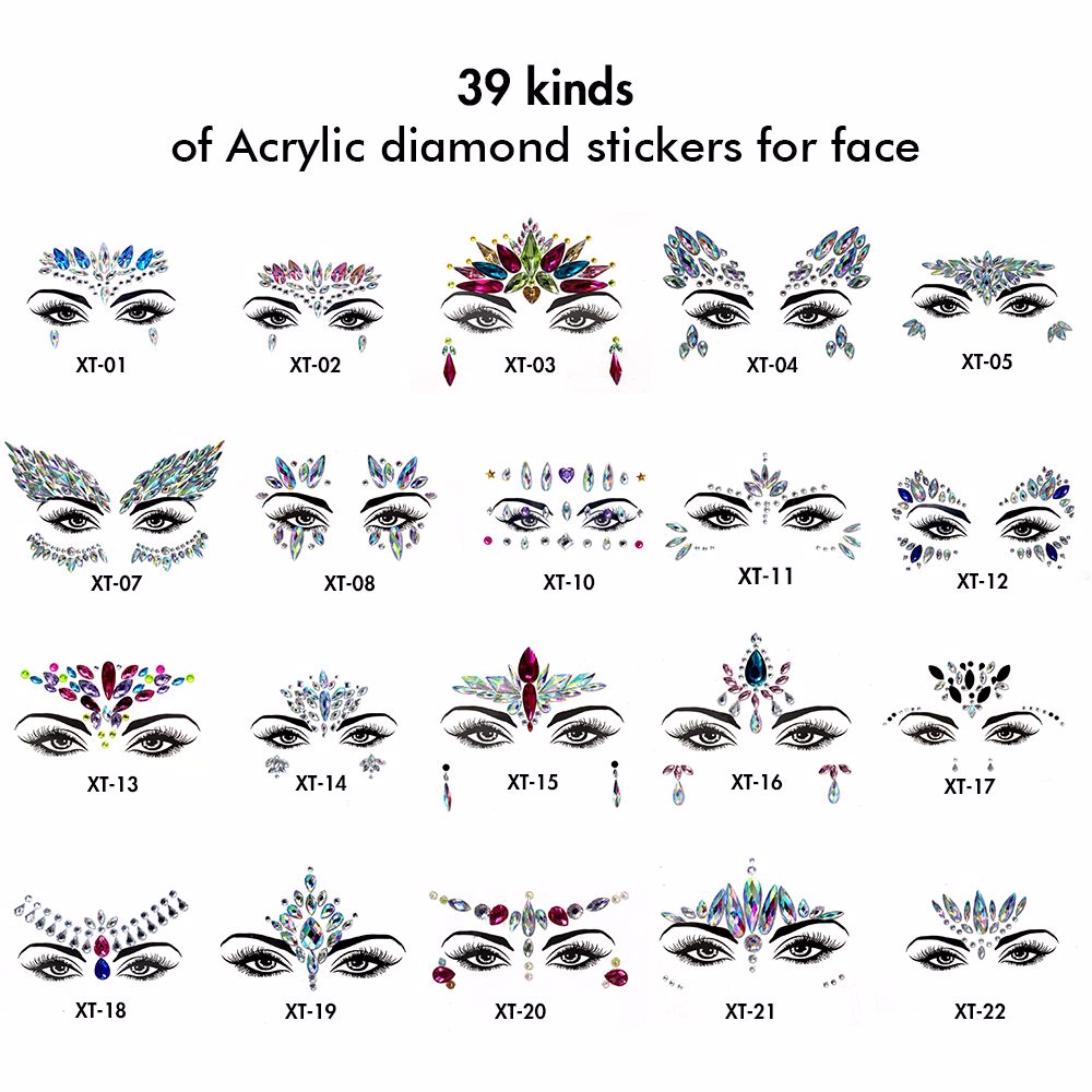 41 Kinds of Acrylic Diamond Stickers for Face