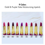 9 color gold & purple tube moisturizing lipstick（50pcs free shipping）