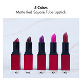 5 Colors Matte Red Square Tube Lipstick