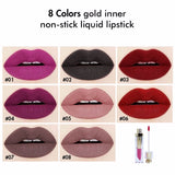New Arrival 8 Colors Gold Inner Non-stick Liquid Lipstick Private Label
