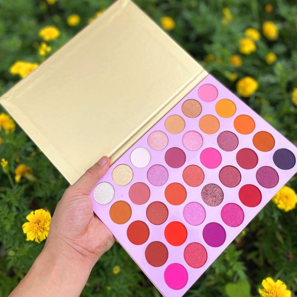35 Colors Pink & Gold Eyeshadow Palette - MSmakeupoem.com