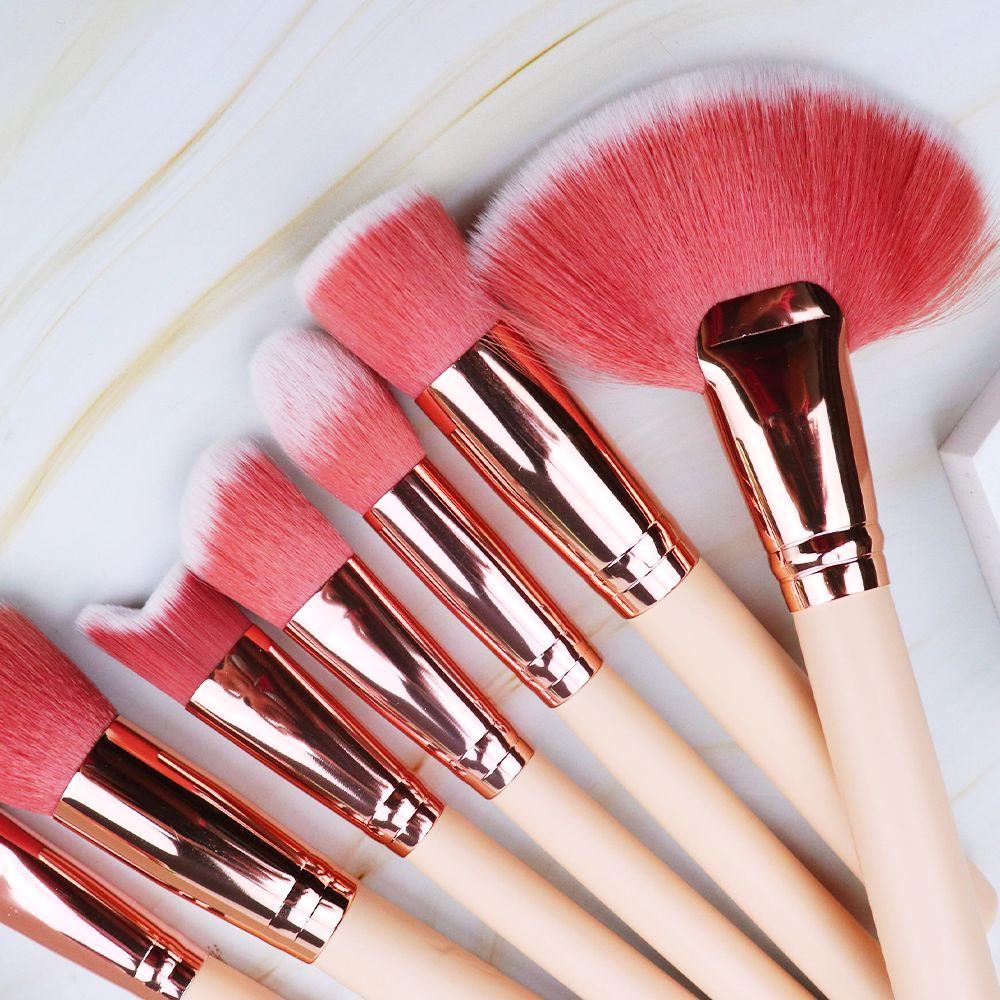 15pcs Khaki Pink Makeup Brushes without Bag / High Quality Professional Makeup Brush - MSmakeupoem.com