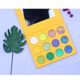 12 Colors Avocado Green Yellow Eyeshadow Palette（50pcs free shipping）