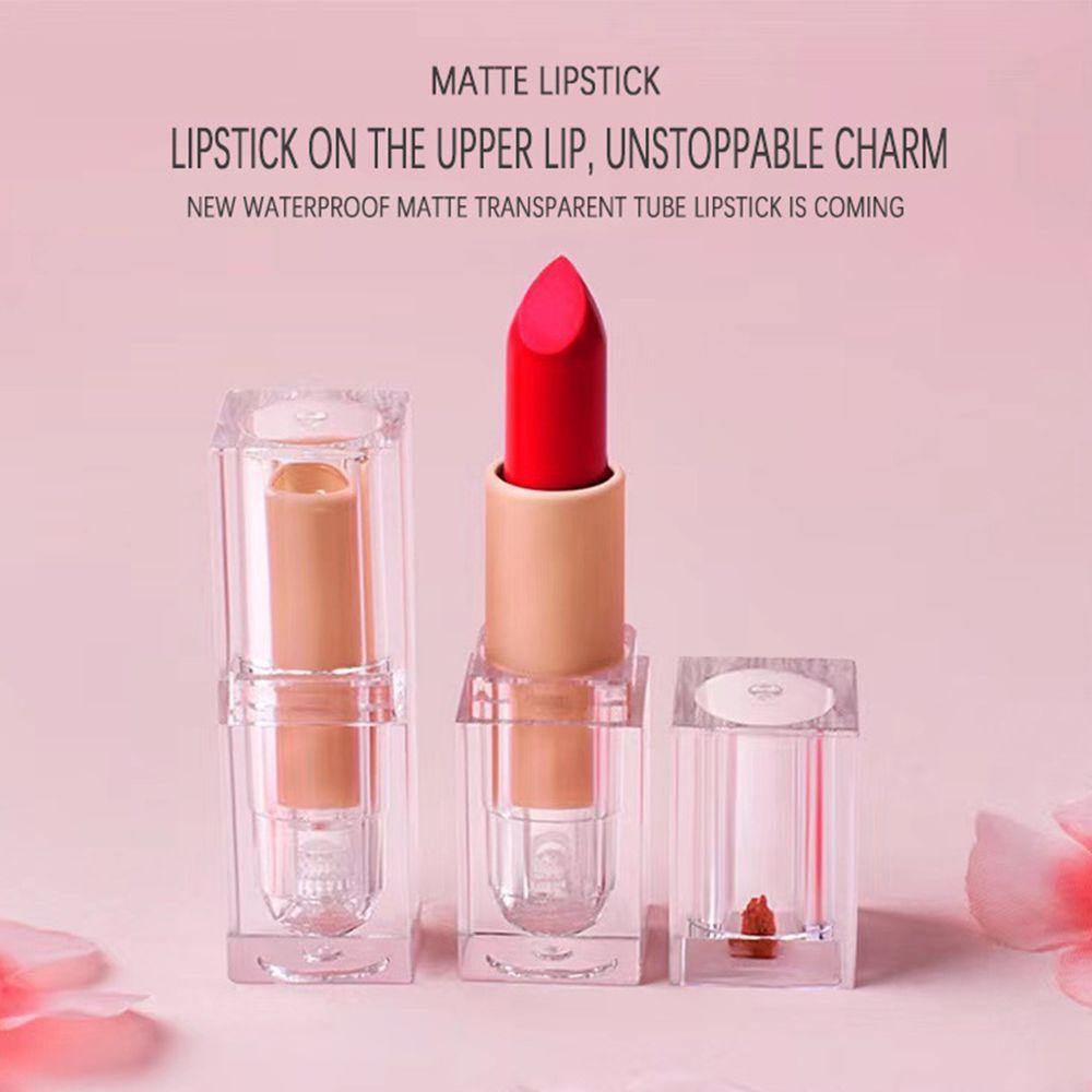 10 Color No Logo Lipsticks Matte / Crystal Square Tube Lipstick Customization - MSmakeupoem.com